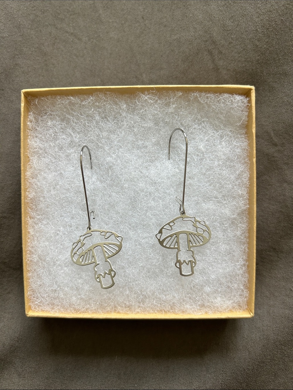 Silver Mushroom Dangle Earrings